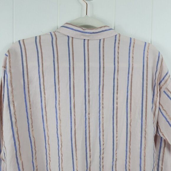 J. Jill Womens Pink Striped Button Front Small - Picture 7 of 10
